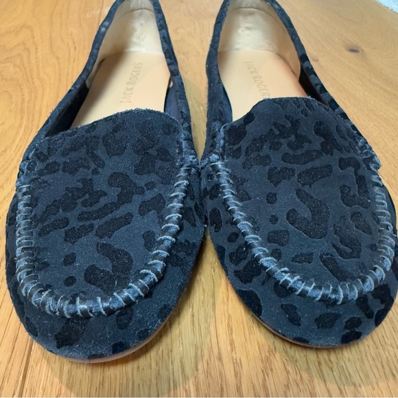 Jack Rogers Millie Black Suede Leopard Print Loafers Sz 9 - Picture 5 of 9